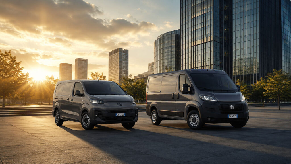 Zwei Fiat Transporter bei Sonnenuntergang